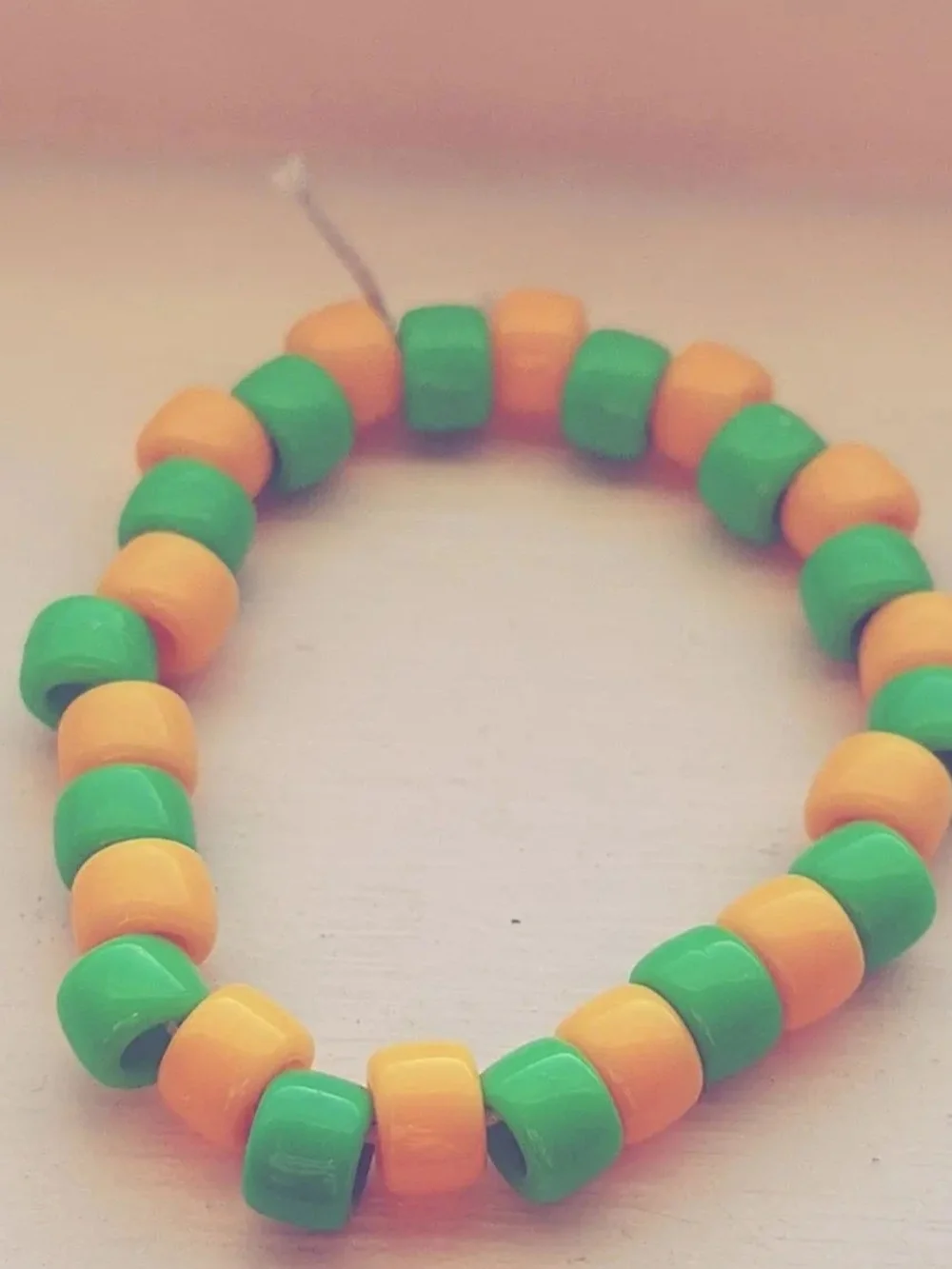Kids Beaded Stretch Bracelet - Green & Orange